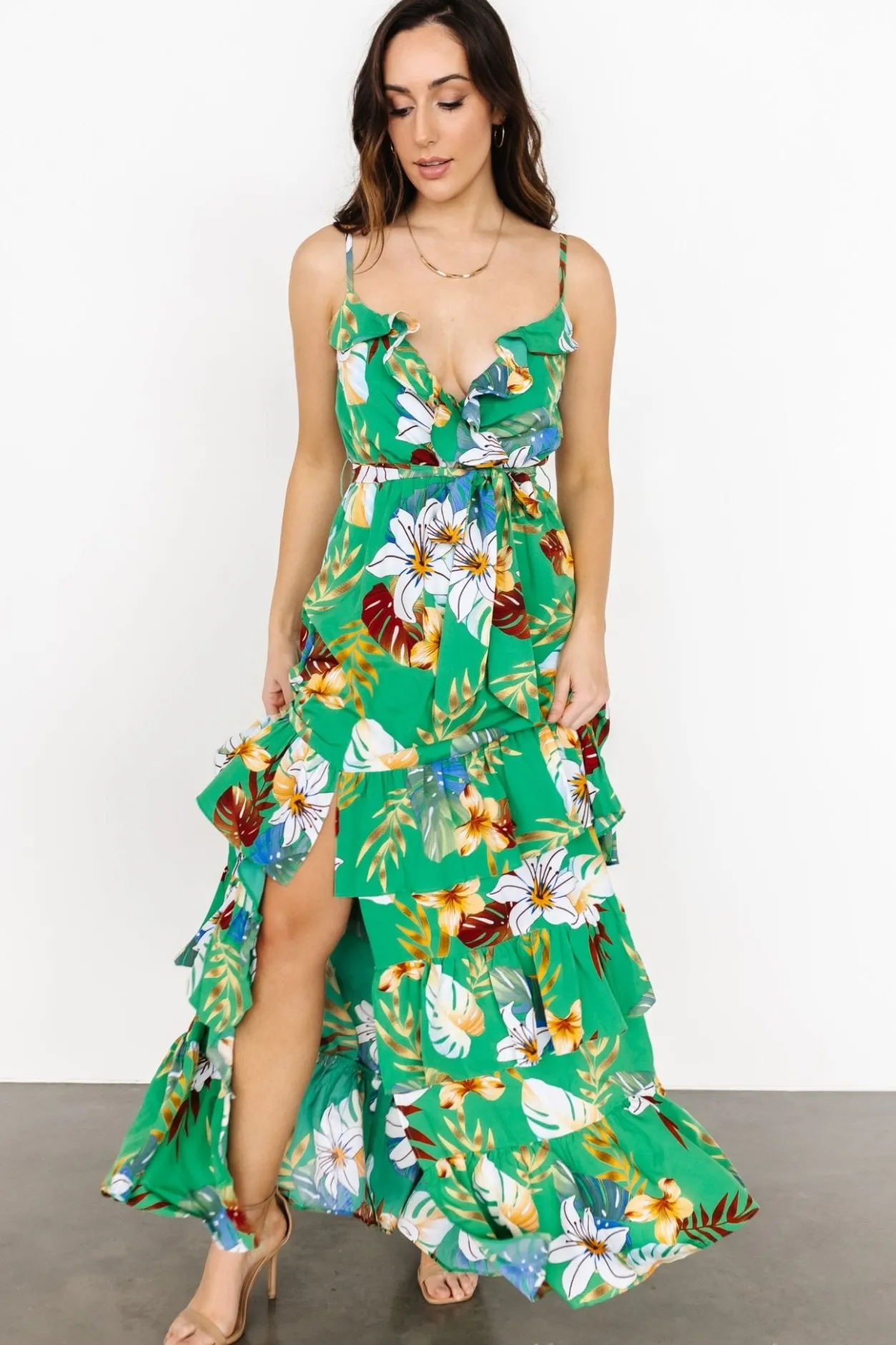 New Baltic Born Dolores Ruffle Maxi Dress | Green Multi GreenMulti