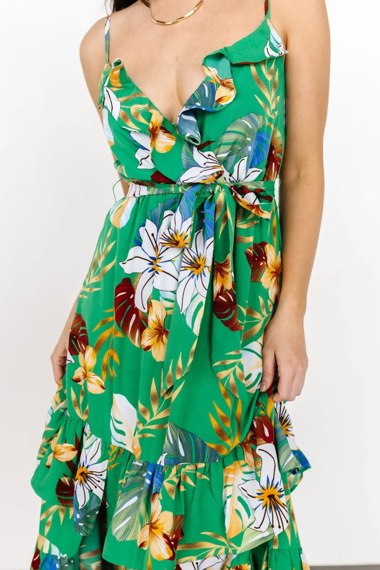 New Baltic Born Dolores Ruffle Maxi Dress | Green Multi GreenMulti