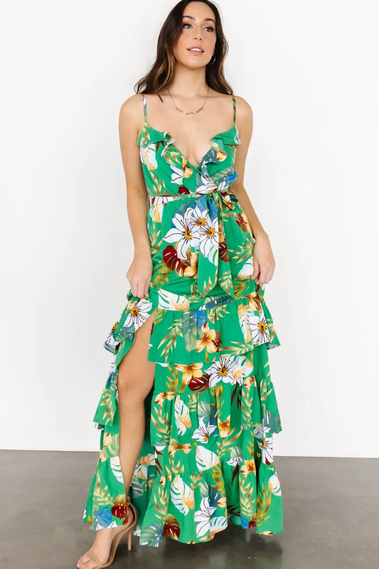 New Baltic Born Dolores Ruffle Maxi Dress | Green Multi GreenMulti