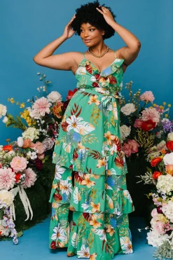 New Baltic Born Dolores Ruffle Maxi Dress | Green Multi GreenMulti