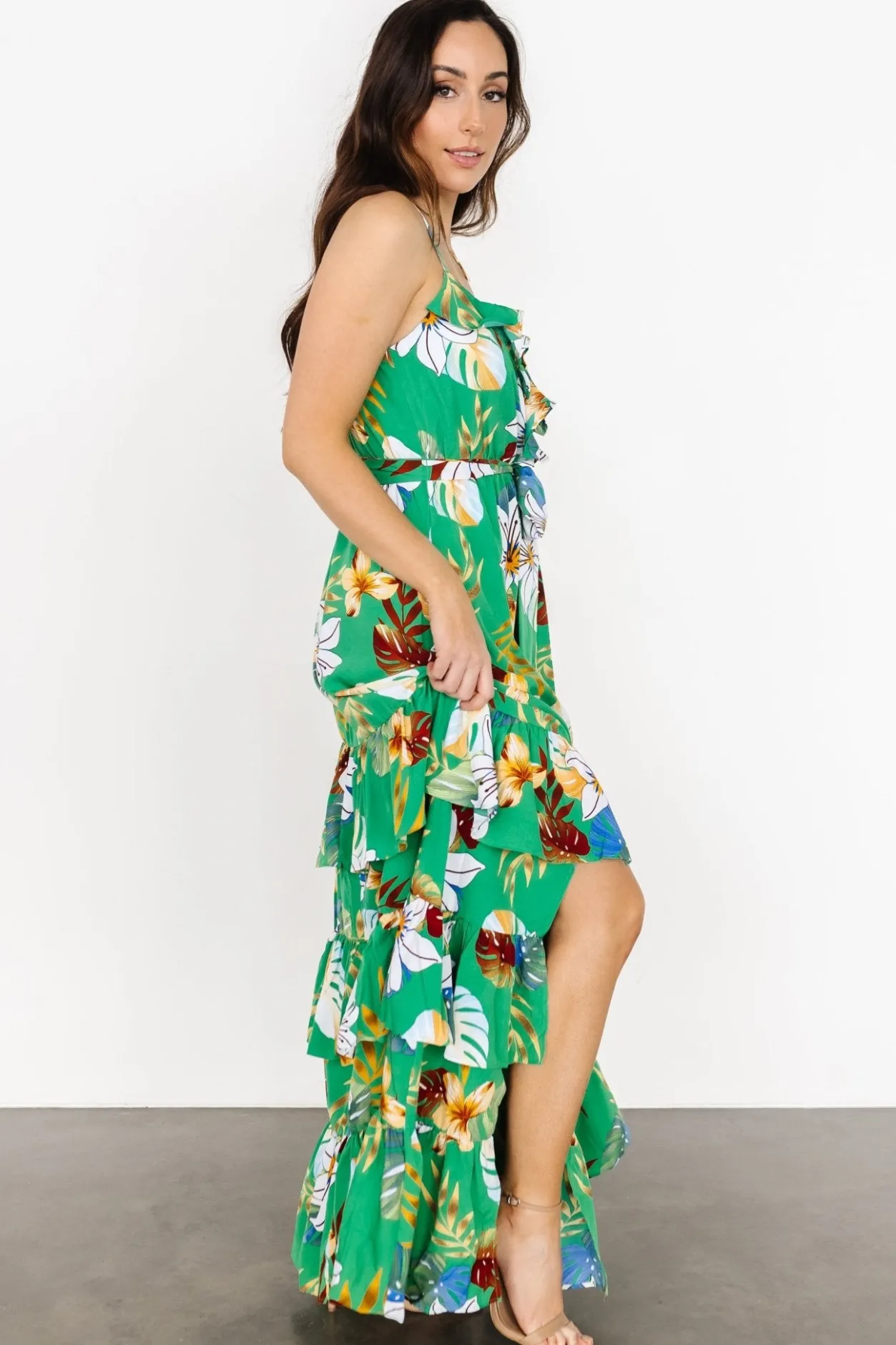 New Baltic Born Dolores Ruffle Maxi Dress | Green Multi GreenMulti