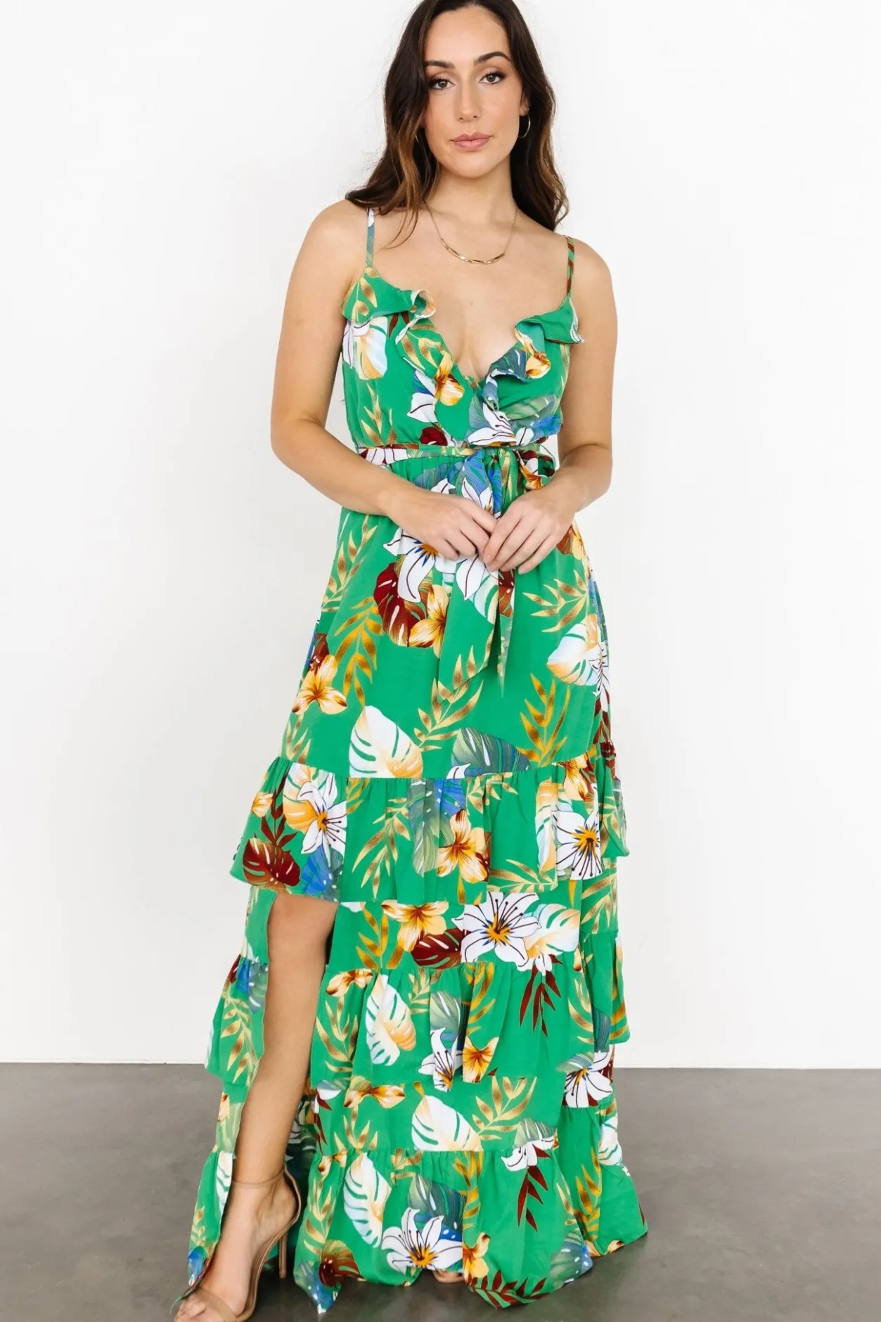New Baltic Born Dolores Ruffle Maxi Dress | Green Multi GreenMulti