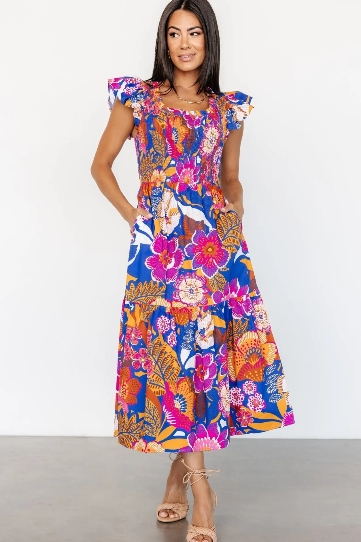 New Baltic Born Dominique Midi Dress | Cobalt + Fuchsia Multi Cobalt+FuchsiaMulti