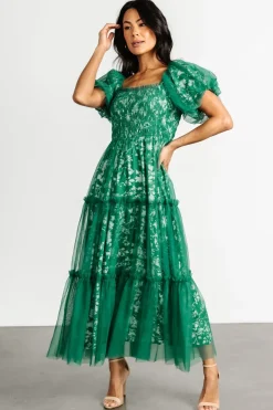 Discount Baltic Born Doria Tulle Floral Maxi Dress | Green
