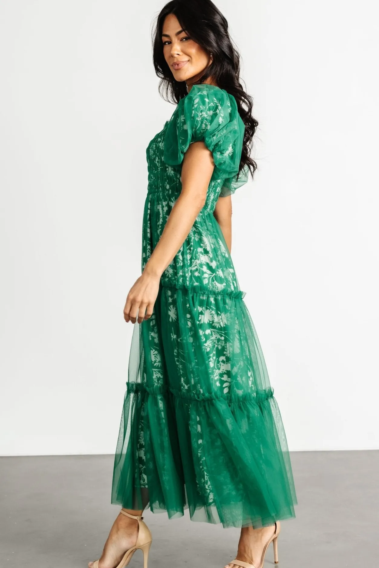 Discount Baltic Born Doria Tulle Floral Maxi Dress | Green