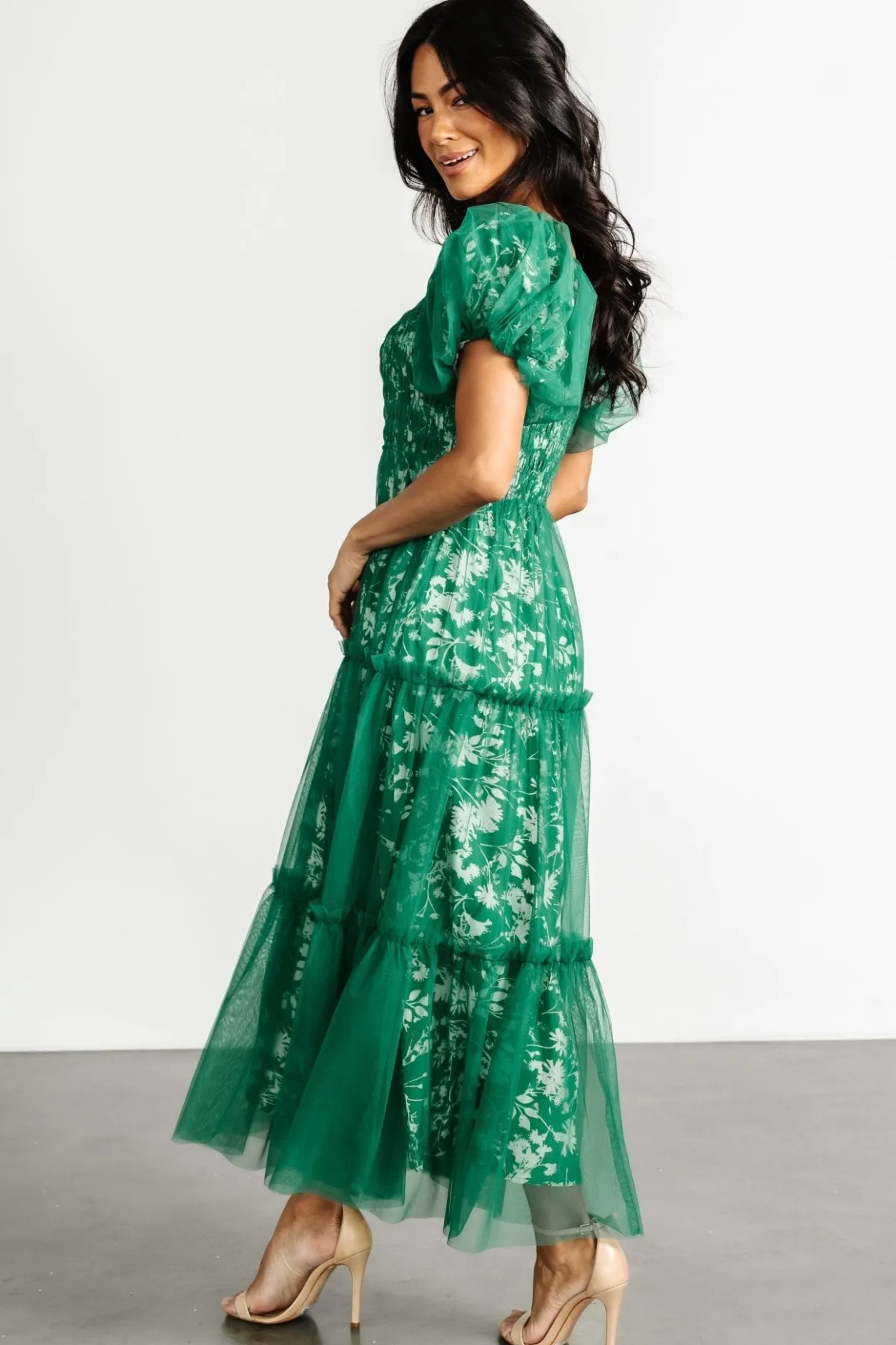 Discount Baltic Born Doria Tulle Floral Maxi Dress | Green