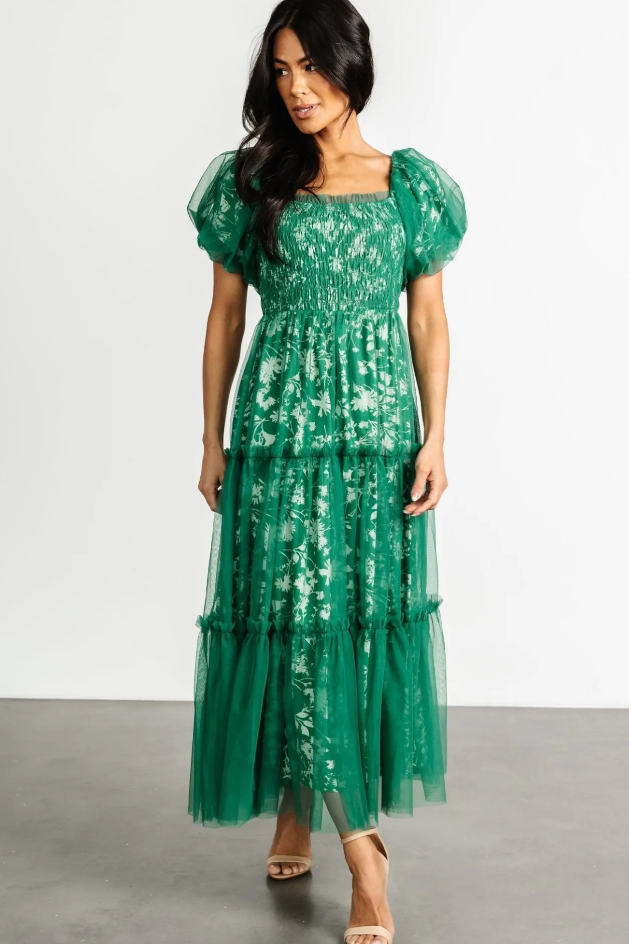 Discount Baltic Born Doria Tulle Floral Maxi Dress | Green