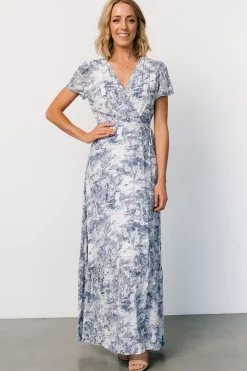 Discount Baltic Born Dulce Wrap Maxi Dress | White + Blue Print White+BluePrint