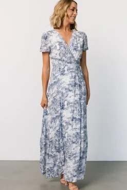 Discount Baltic Born Dulce Wrap Maxi Dress | White + Blue Print White+BluePrint