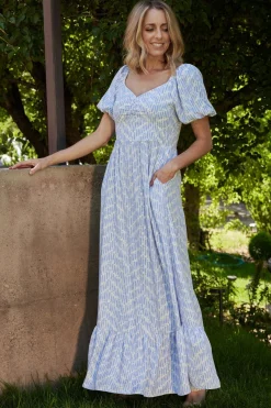 Discount Baltic Born Durban Maxi Dress | Dusty Blue Print DustyBluePrint