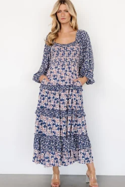Clearance Baltic Born Dynah Tiered Dress | Blue + Cream Floral Blue+CreamFloral