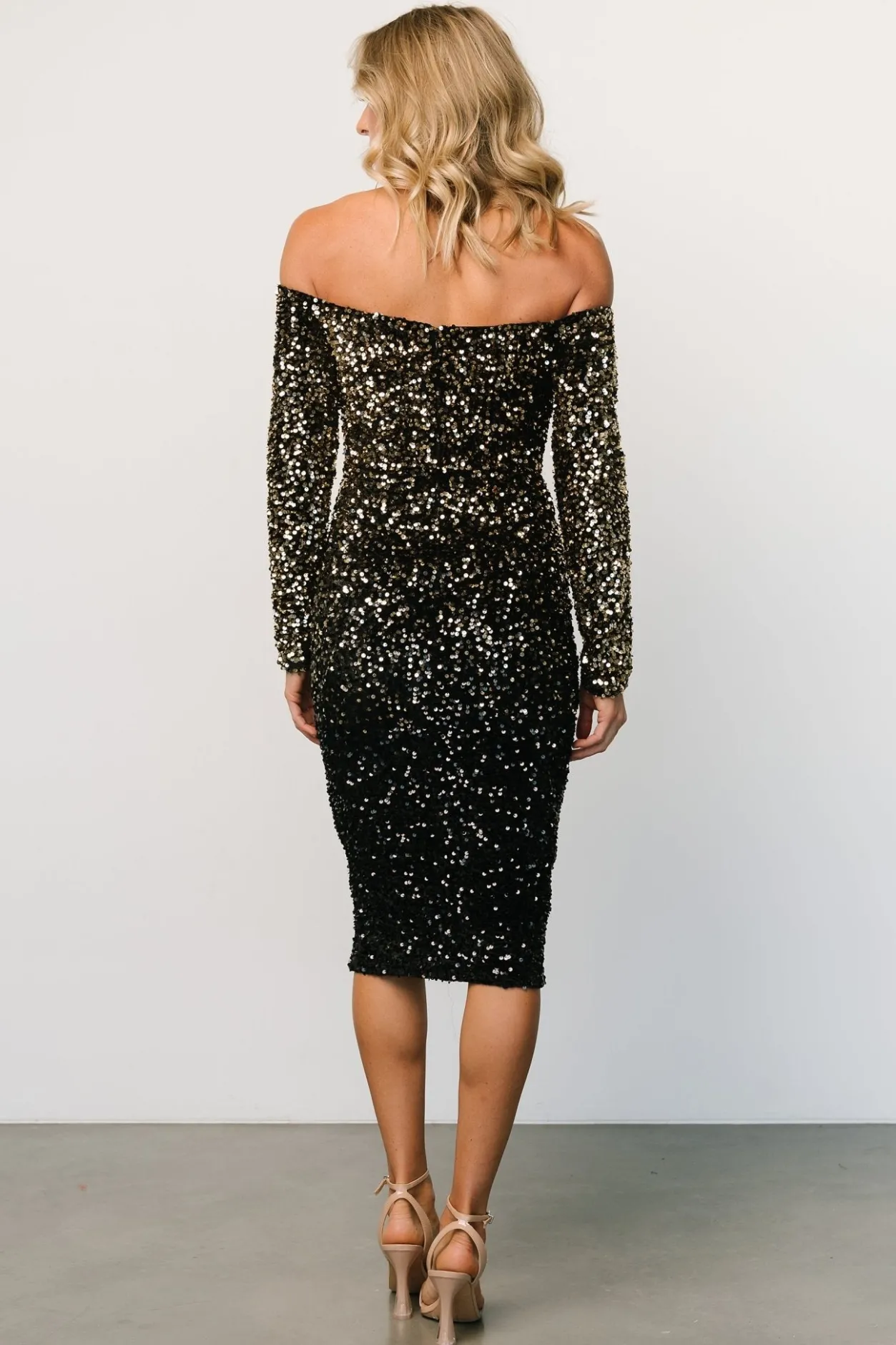 Online Baltic Born Eclipse Sequin Midi Dress | Black + Gold Black+Gold
