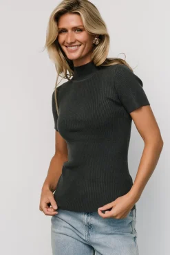 Hot Baltic Born Edie Mock Neck Top | Deep Slate Blue DeepSlateBlue
