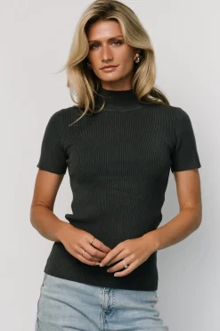 Hot Baltic Born Edie Mock Neck Top | Deep Slate Blue DeepSlateBlue