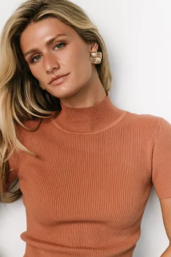 Discount Baltic Born Edie Mock Neck Top | Terracotta