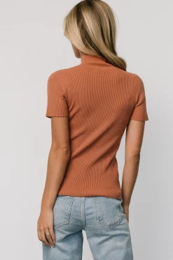 Discount Baltic Born Edie Mock Neck Top | Terracotta