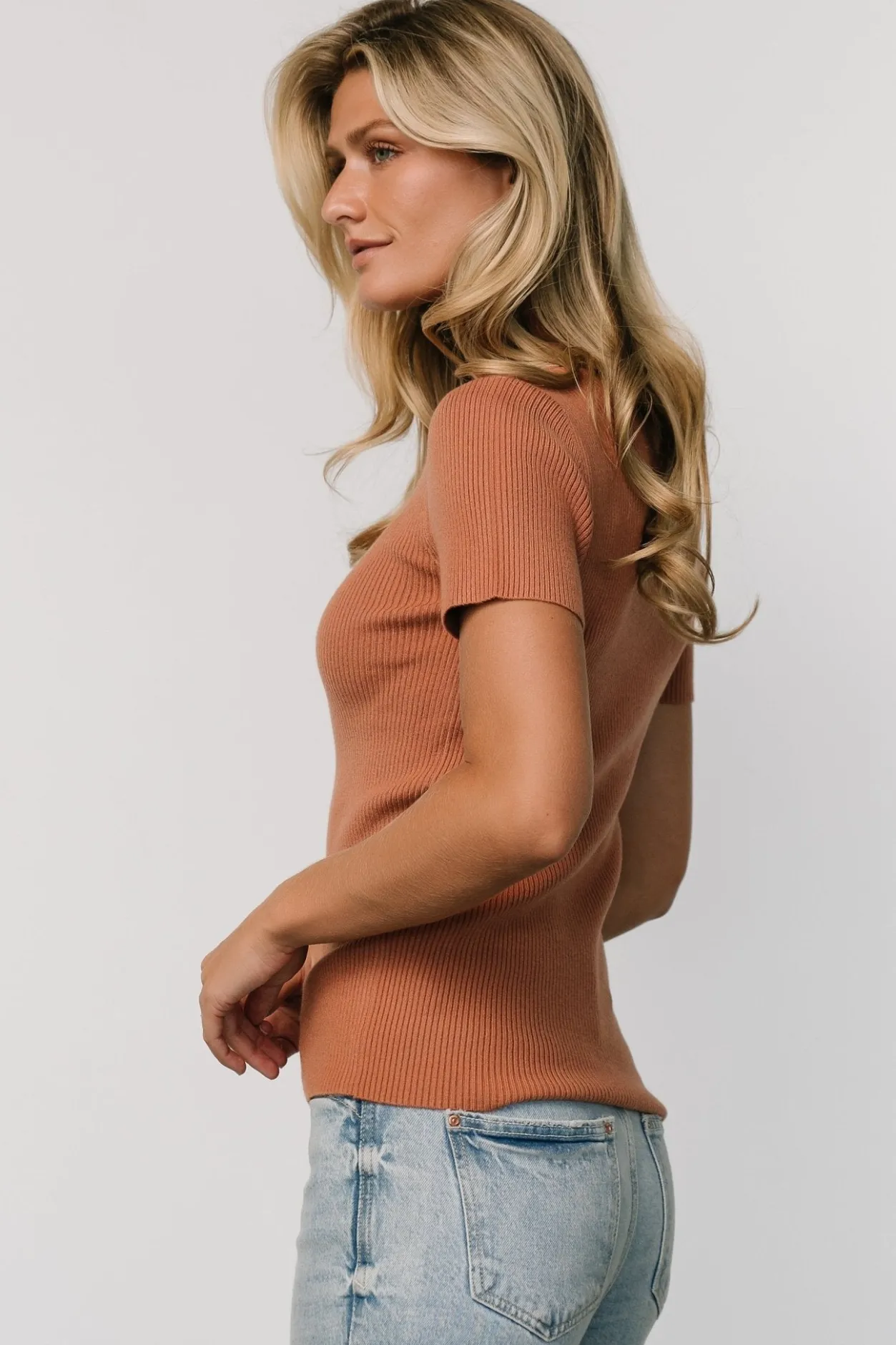 Discount Baltic Born Edie Mock Neck Top | Terracotta