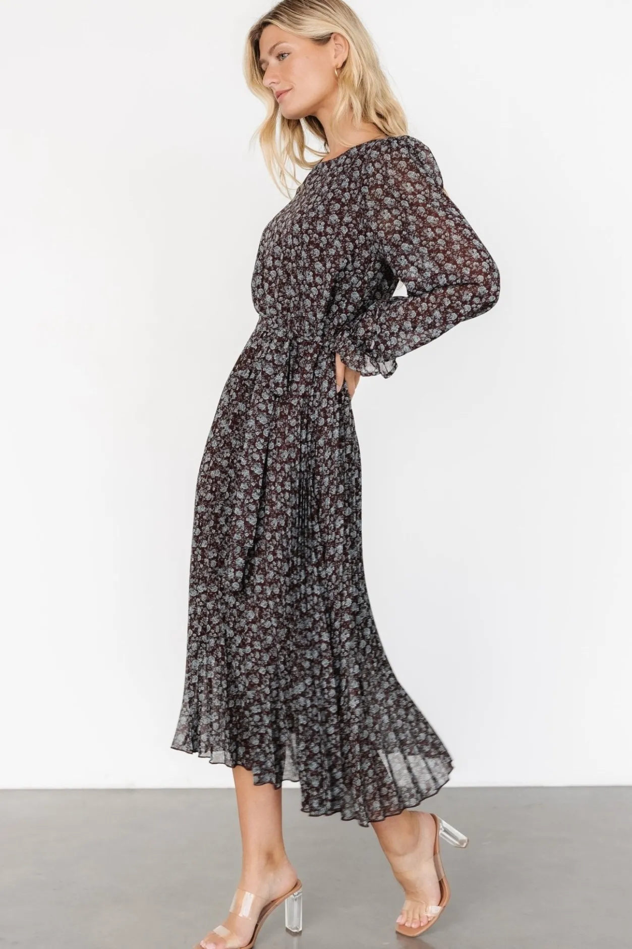 Online Baltic Born Edith Pleated Dress | Brown + Blue Brown+Blue