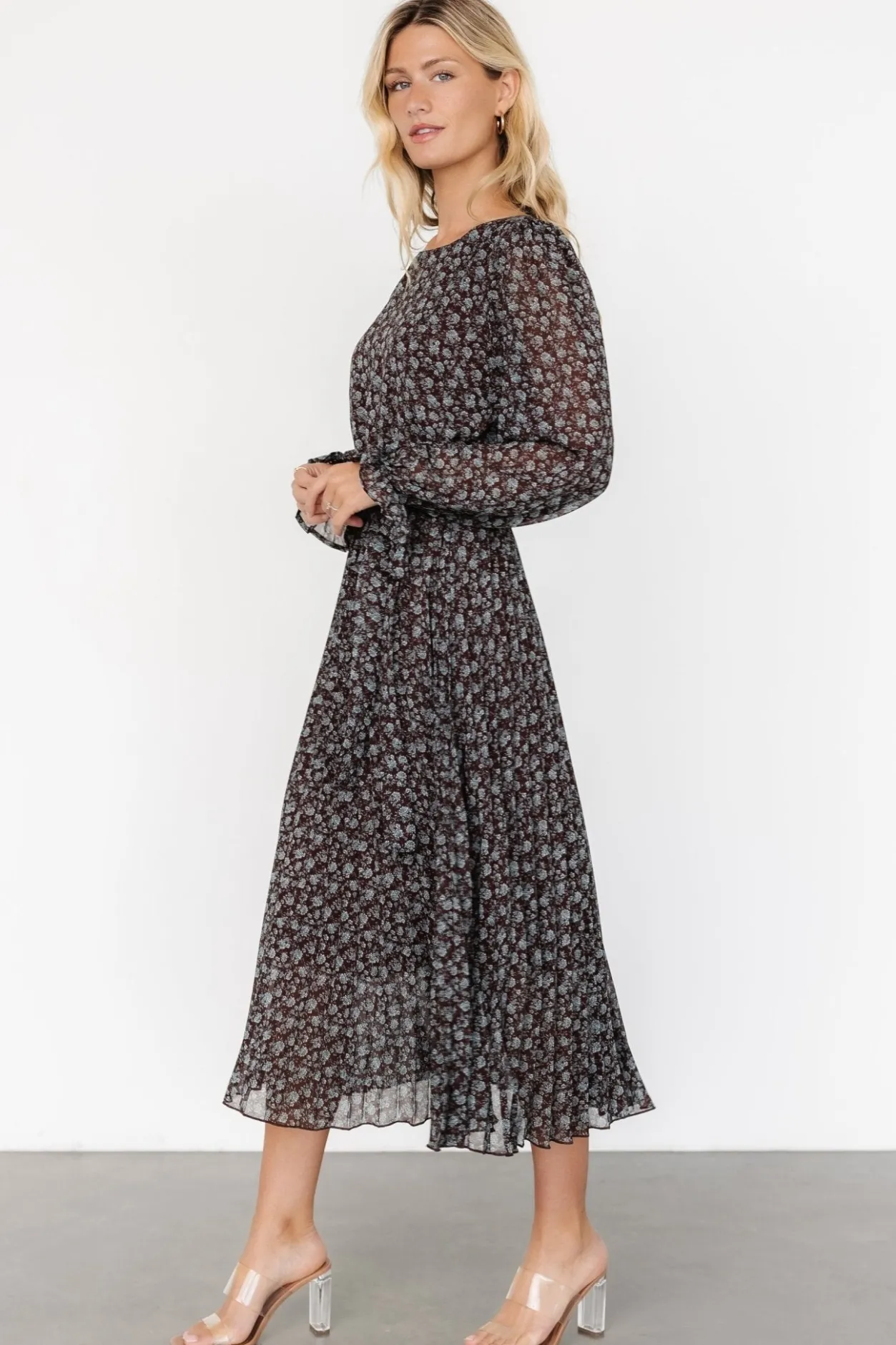 Online Baltic Born Edith Pleated Dress | Brown + Blue Brown+Blue