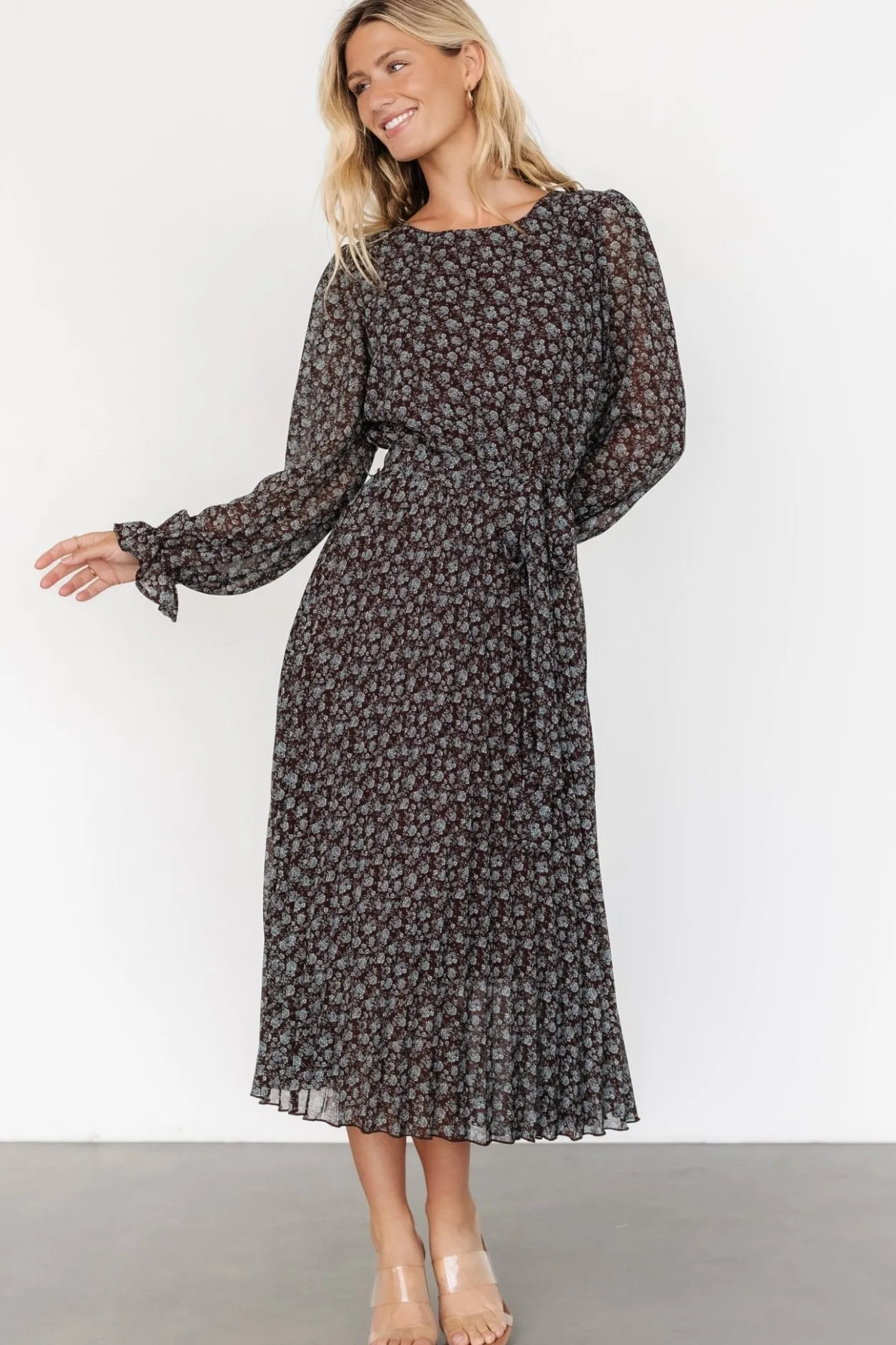Online Baltic Born Edith Pleated Dress | Brown + Blue Brown+Blue