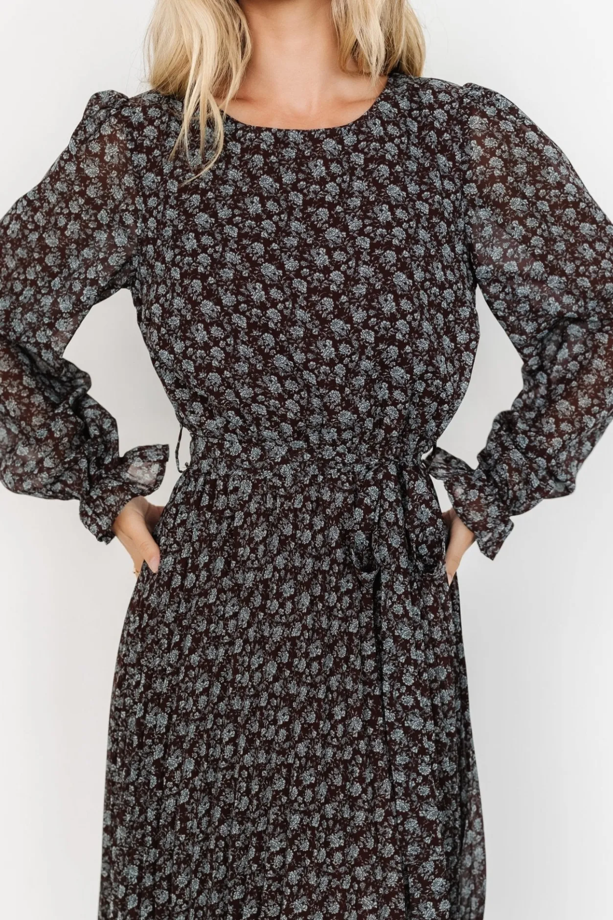 Online Baltic Born Edith Pleated Dress | Brown + Blue Brown+Blue