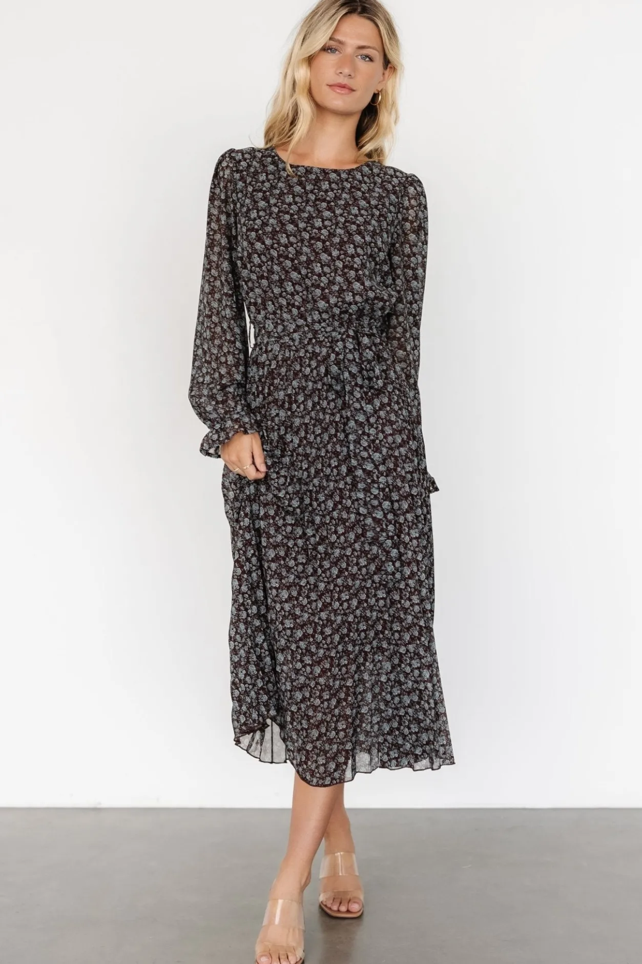 Online Baltic Born Edith Pleated Dress | Brown + Blue Brown+Blue