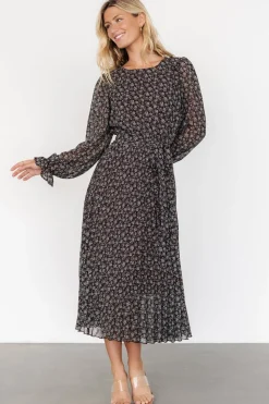 Online Baltic Born Edith Pleated Dress | Brown + Blue Brown+Blue