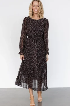 Clearance Baltic Born Edith Pleated Dress | Navy + Copper Navy+Copper