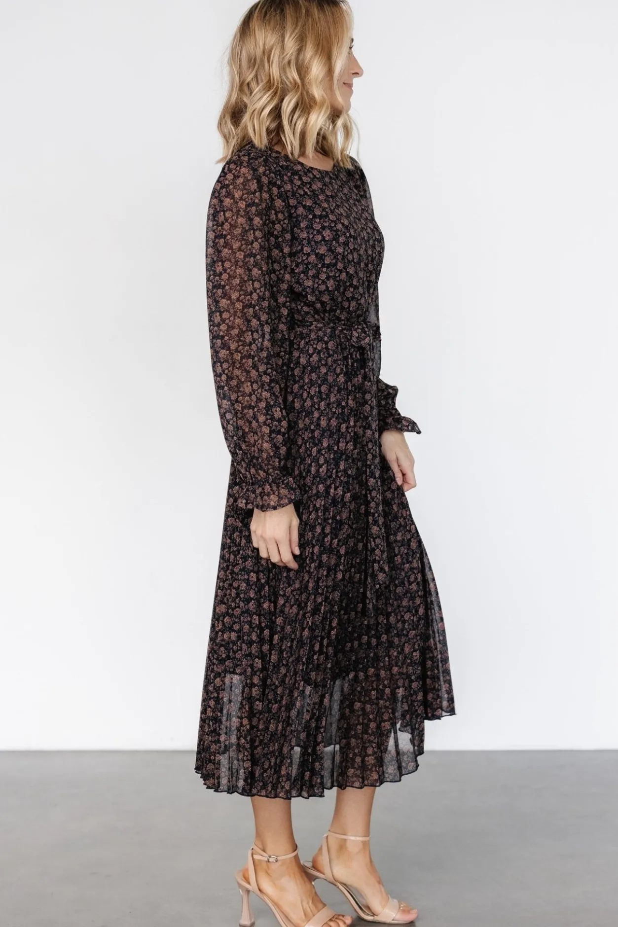 Clearance Baltic Born Edith Pleated Dress | Navy + Copper Navy+Copper
