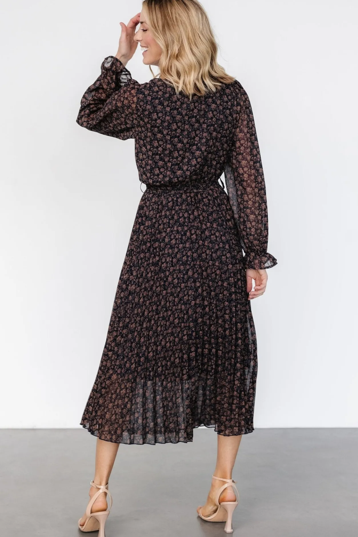 Clearance Baltic Born Edith Pleated Dress | Navy + Copper Navy+Copper