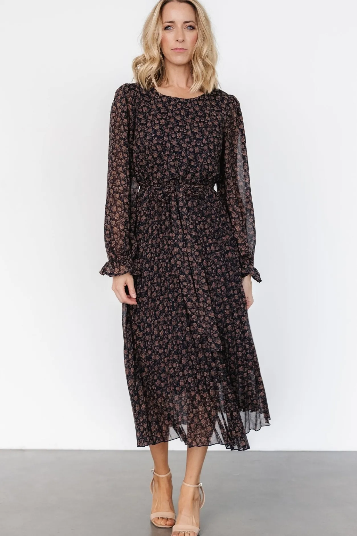 Clearance Baltic Born Edith Pleated Dress | Navy + Copper Navy+Copper