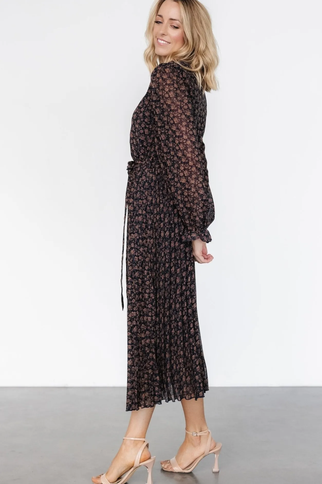 Clearance Baltic Born Edith Pleated Dress | Navy + Copper Navy+Copper