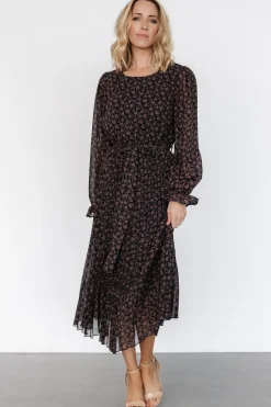 Clearance Baltic Born Edith Pleated Dress | Navy + Copper Navy+Copper