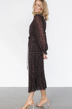 Clearance Baltic Born Edith Pleated Dress | Navy + Copper Navy+Copper
