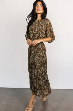 Discount Baltic Born Eileen Pleated Dress | Midnight Garden Print MidnightGardenPrint