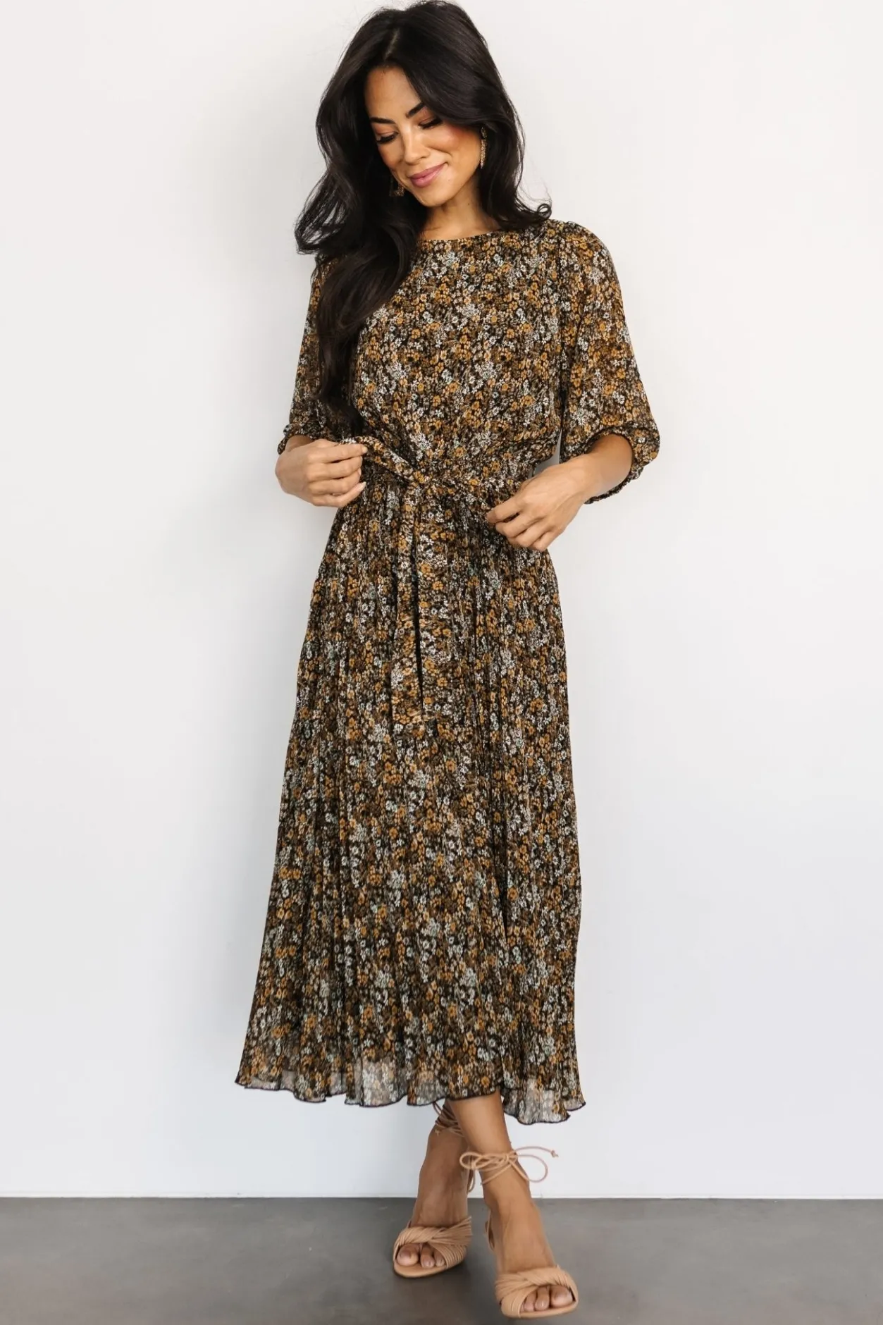 Discount Baltic Born Eileen Pleated Dress | Midnight Garden Print MidnightGardenPrint