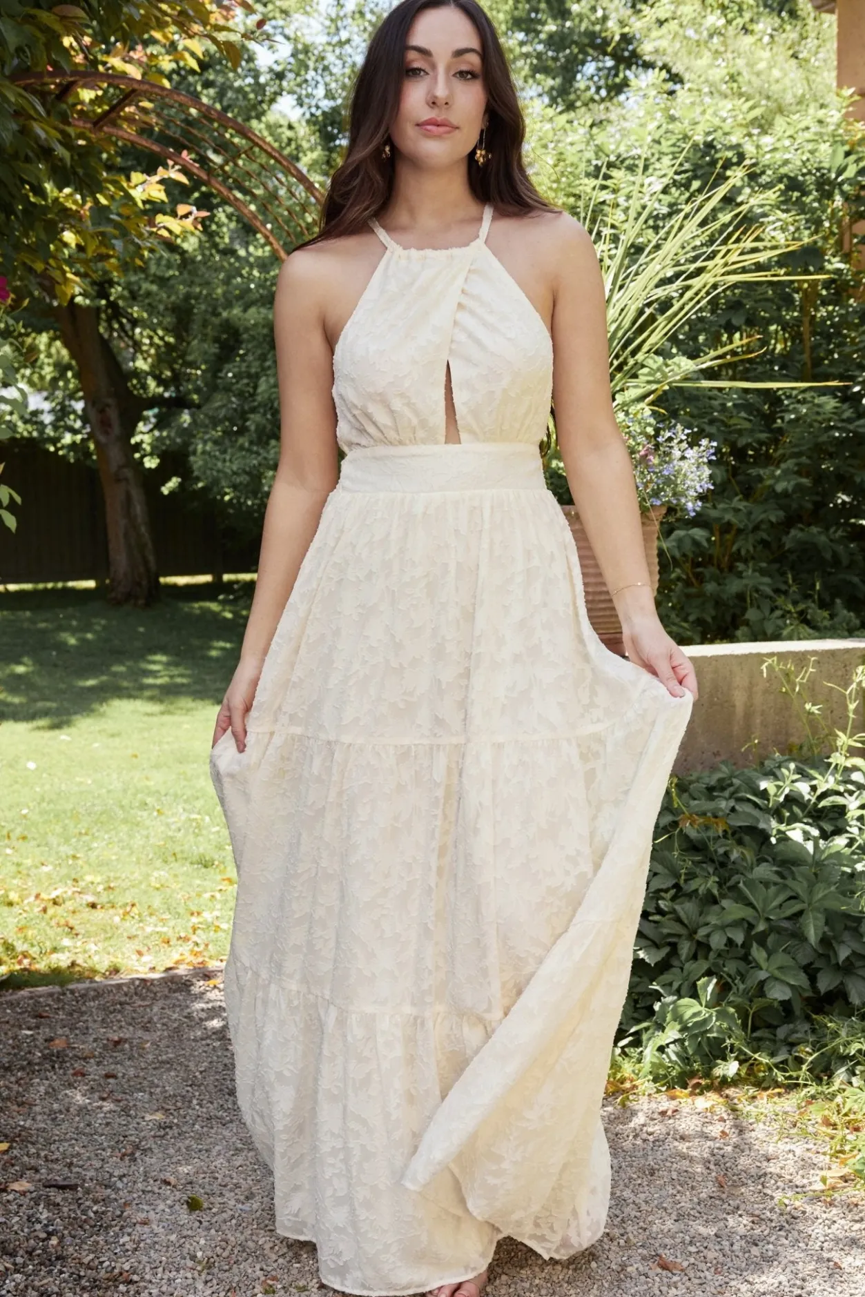 New Baltic Born Eilish Embossed Maxi Dress | Cream