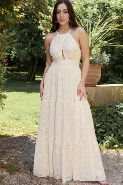 New Baltic Born Eilish Embossed Maxi Dress | Cream