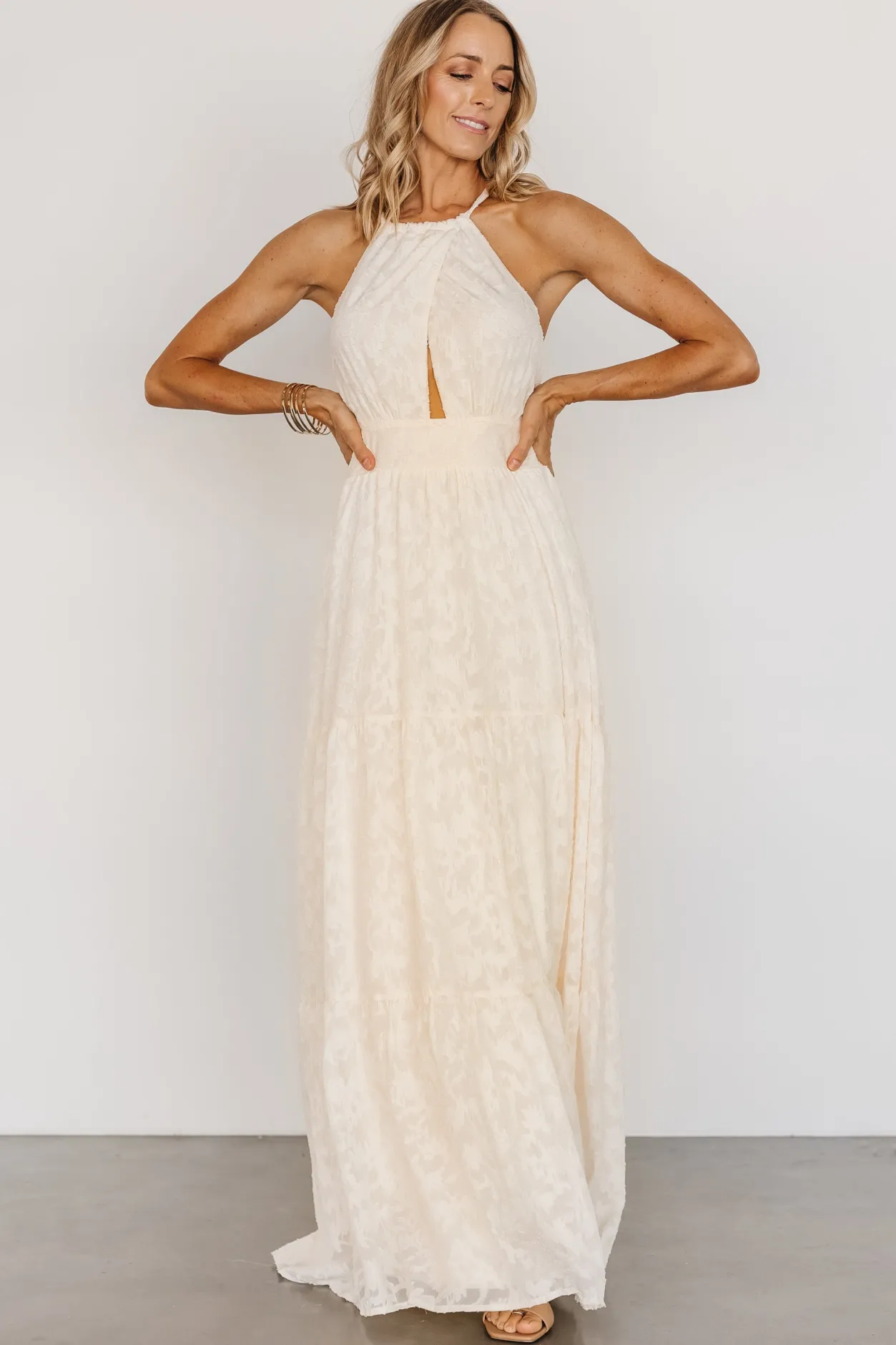 New Baltic Born Eilish Embossed Maxi Dress | Cream