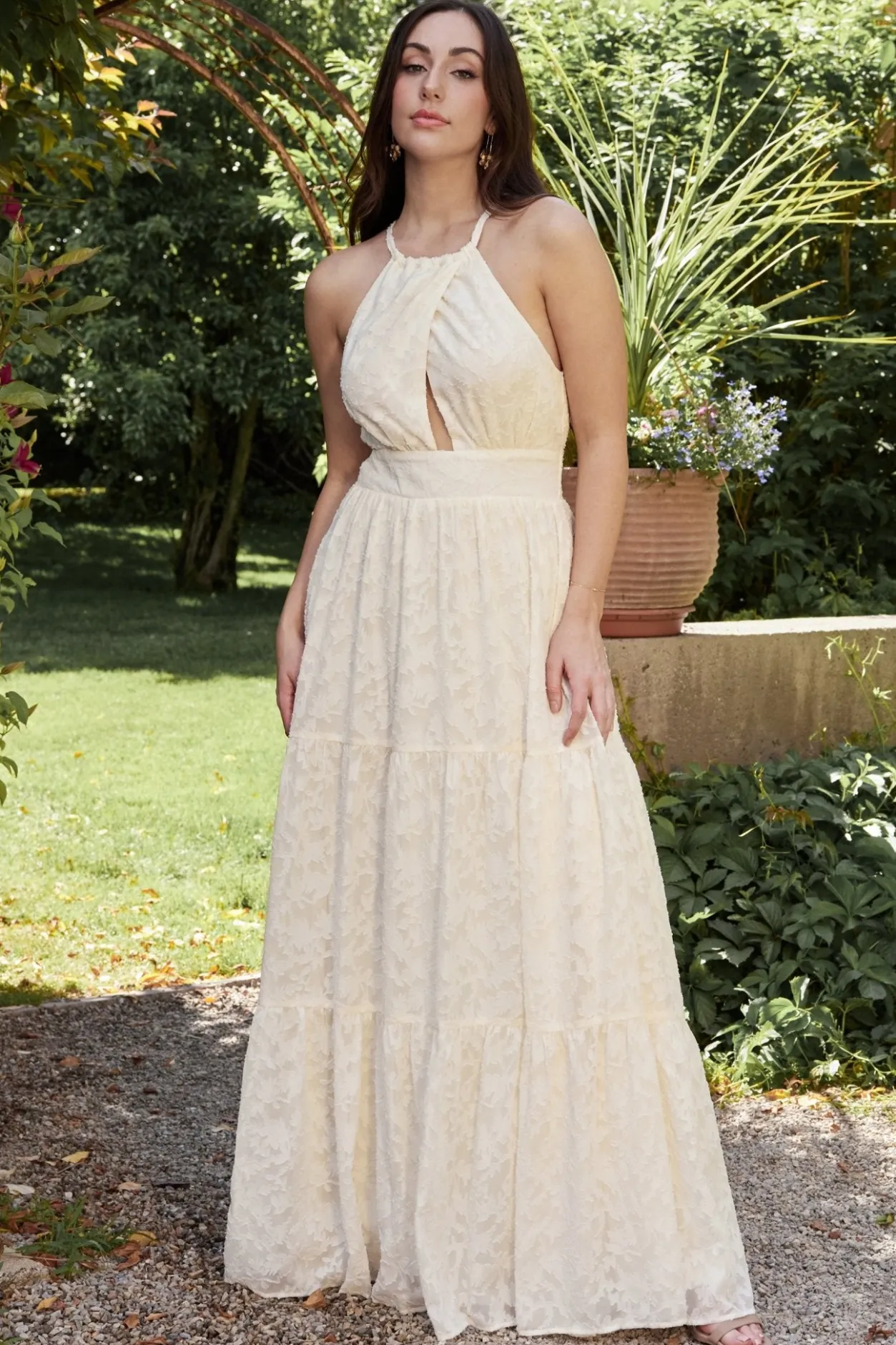 New Baltic Born Eilish Embossed Maxi Dress | Cream