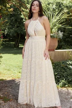 New Baltic Born Eilish Embossed Maxi Dress | Cream