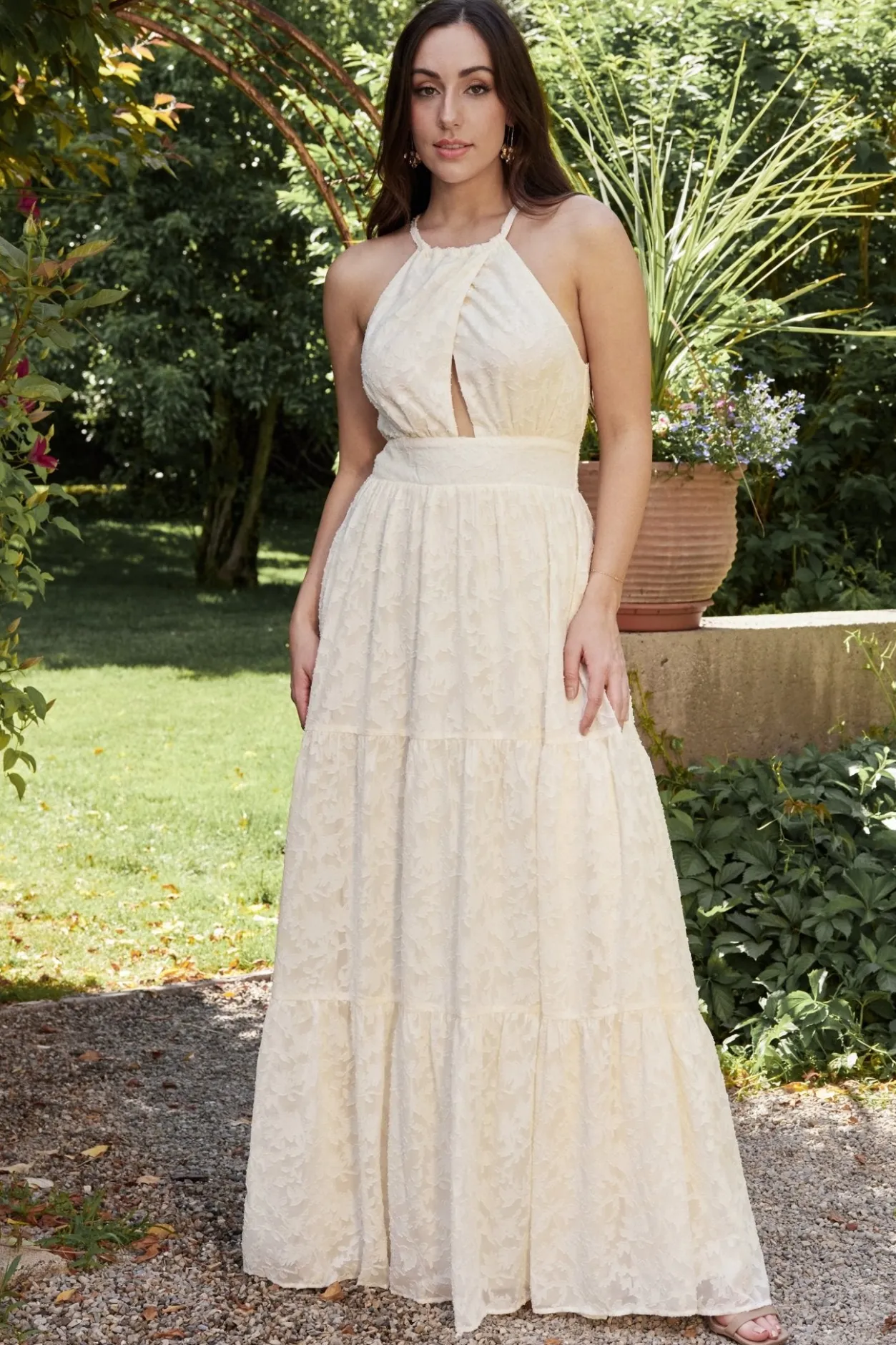 New Baltic Born Eilish Embossed Maxi Dress | Cream