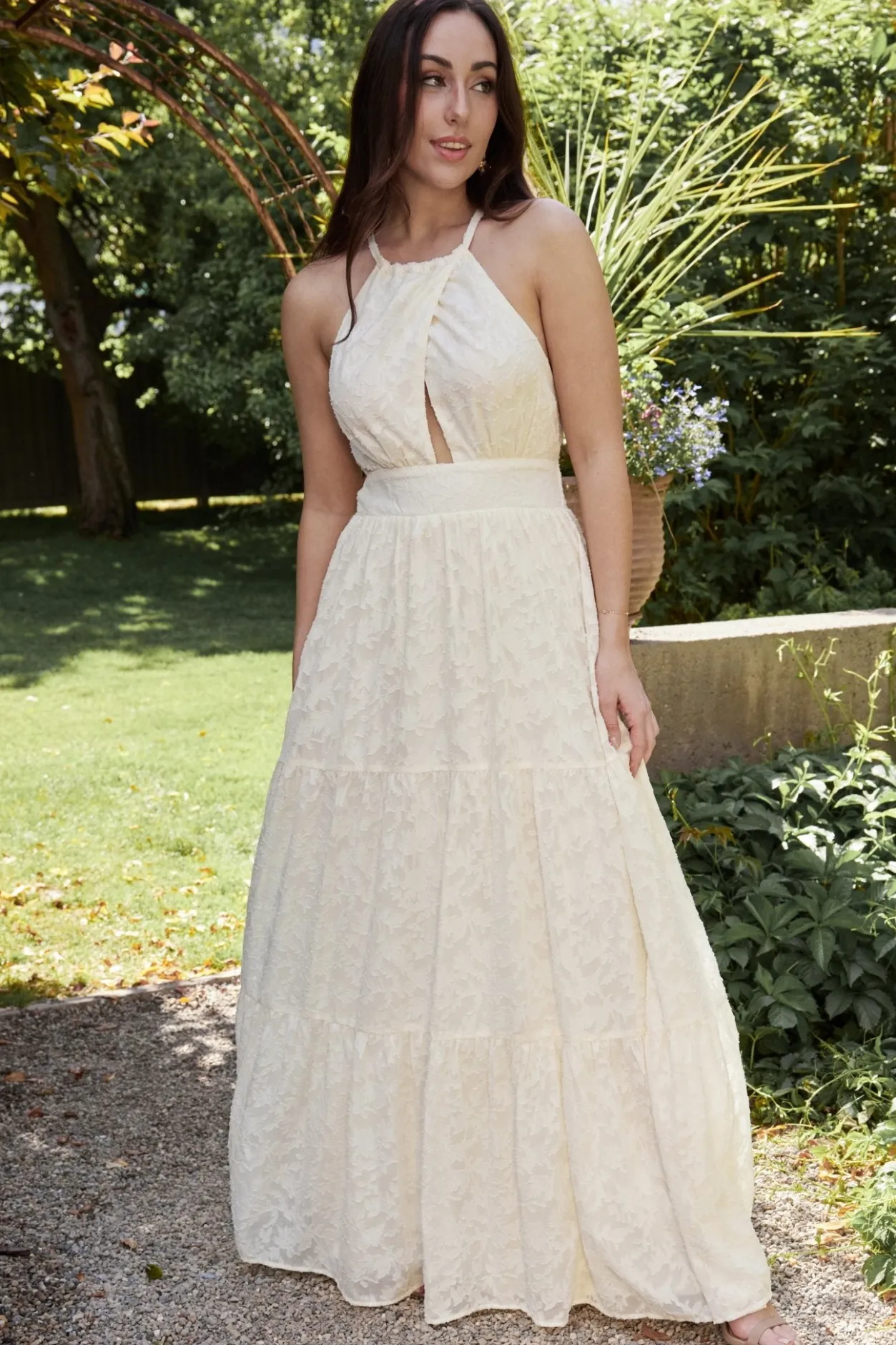 New Baltic Born Eilish Embossed Maxi Dress | Cream