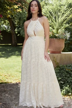 New Baltic Born Eilish Embossed Maxi Dress | Cream