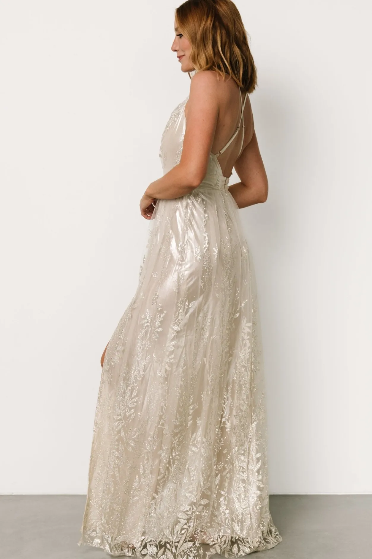 Online Baltic Born Eirena Sparkle Gown | Cream + Silver Cream+Silver