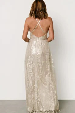 Online Baltic Born Eirena Sparkle Gown | Cream + Silver Cream+Silver