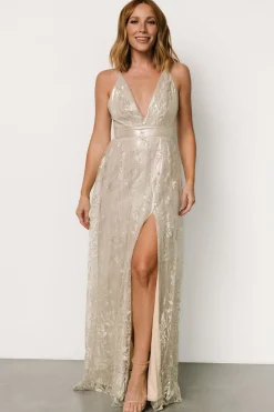 Online Baltic Born Eirena Sparkle Gown | Cream + Silver Cream+Silver