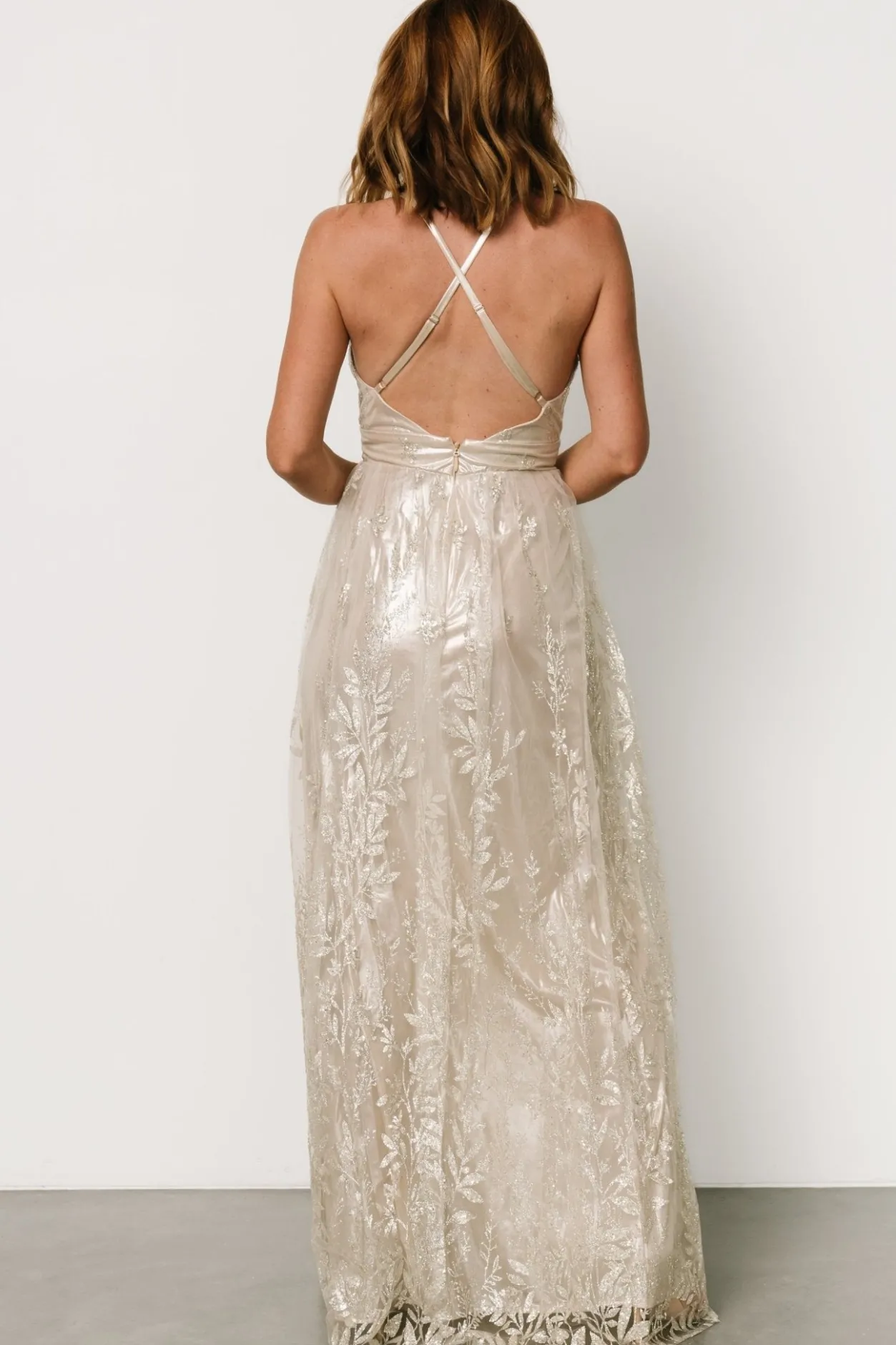 Online Baltic Born Eirena Sparkle Gown | Cream + Silver Cream+Silver
