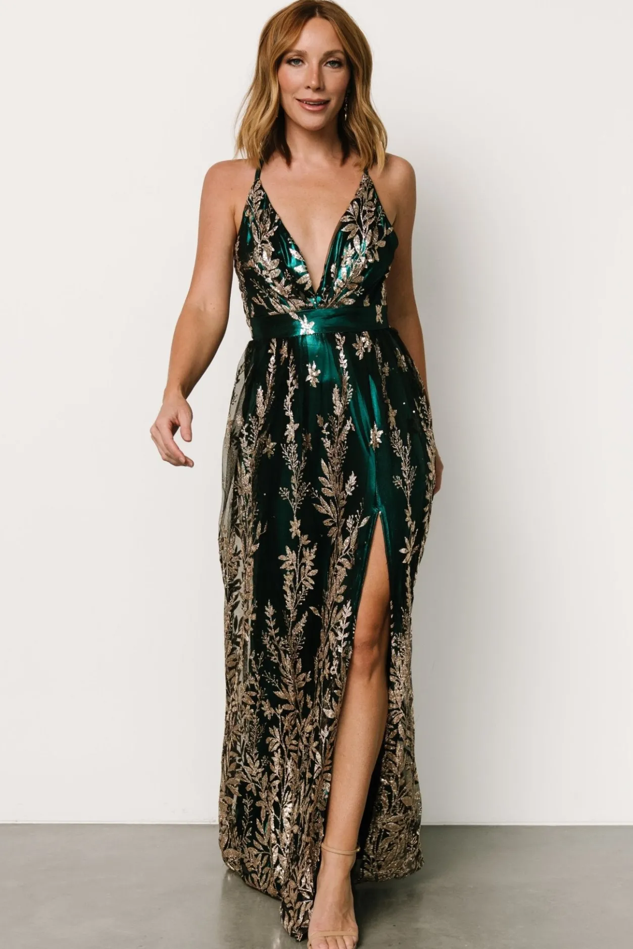 Online Baltic Born Eirena Sparkle Gown | Emerald + Rose Gold Emerald+RoseGold