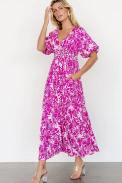 Online Baltic Born Elaine Maxi Dress | Magenta + White Magenta+White